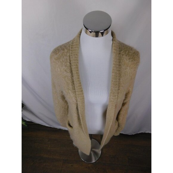 Woven Heart Small Beige Fuzzy Cardigan Open Front Cottagecore - Picture 2 of 11